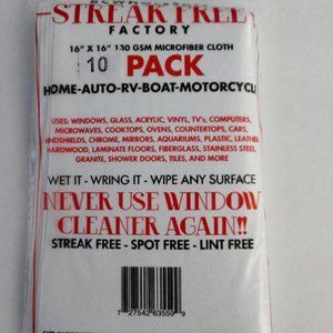 10 Pk StreakFreeFactory Micro Cleaning Cloth 16 "